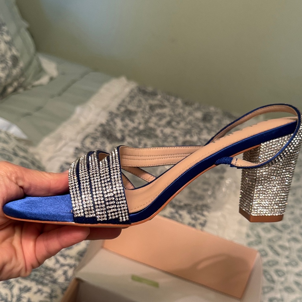 Elegant Blue and Silver Women's Heels